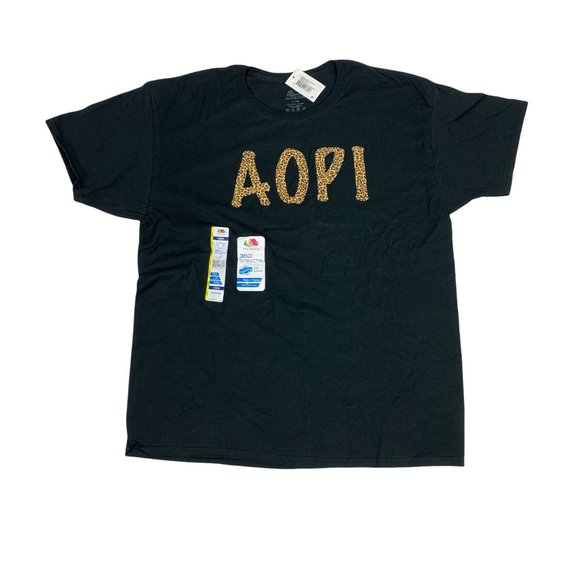 AOPi Large Shirt Black Cheetah Alpha Omicron Pi Sorority Rush - Picture 1 of 4